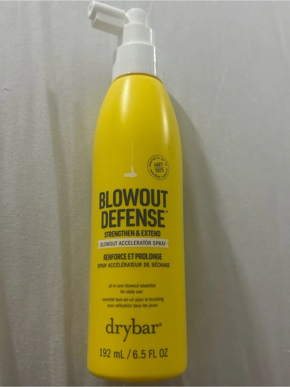 Drybar Blowout Defense Spray with Yellow High Tops Rollers